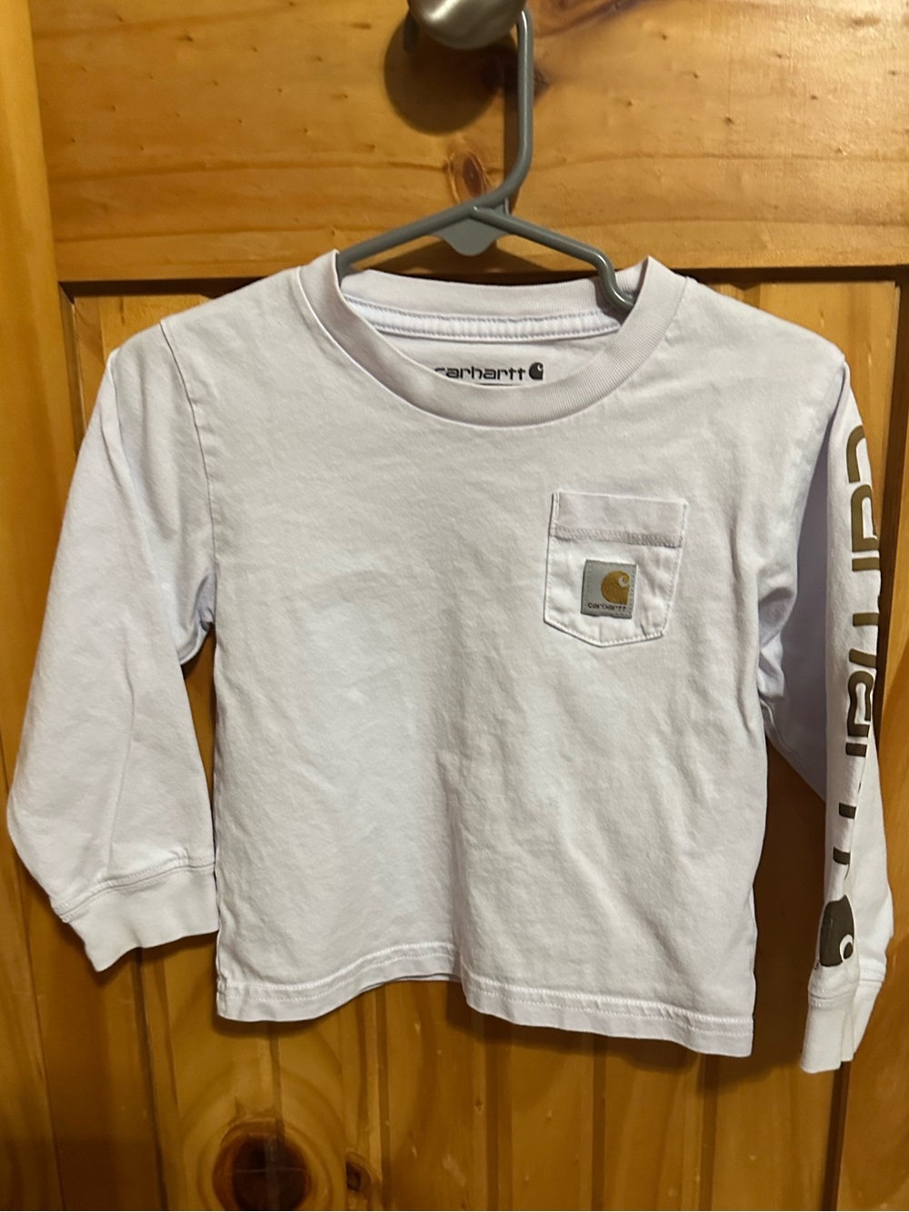 Carhartt Kids' Long-Sleeve Pocket Tee in Light Lavender